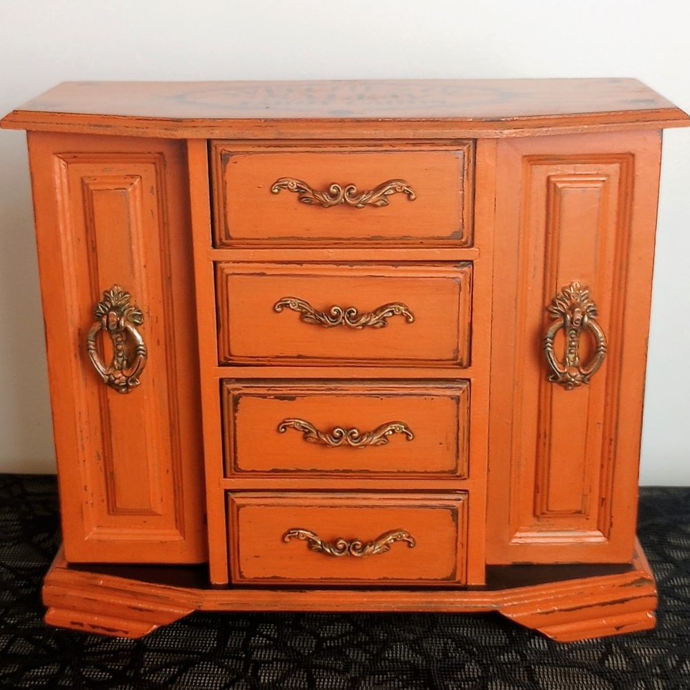 Vintage Halloween Wooden Witches Jewelry Box / Victorian / Fortune Telle…